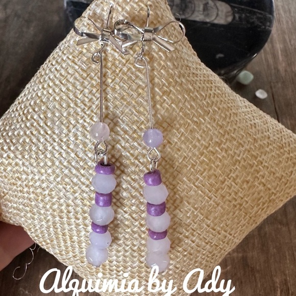 Lavender Ombre Beaded Dangle Earrings jade - Picture 1 of 2